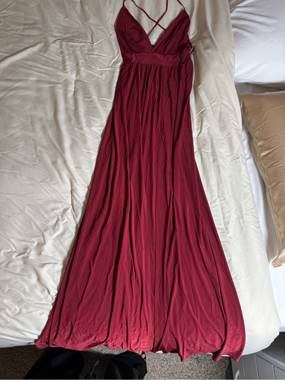Windsor Wine Red Strappy V-Neck Maxi Dress